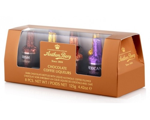 Ассорти шоколадных конфет  ANTHON BERG с алкогольной начинкой со вкусом кофейных ликеров 125 гр