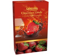 Шоколадные конфеты Libretto в темном шоколаде с фруктовой начинкой варенье клубника с коньяком 144гр