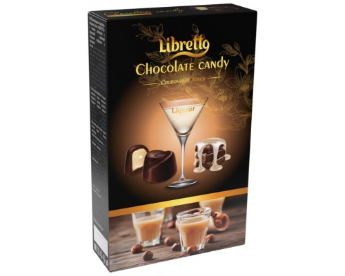 Шоколадные конфеты Libretto в темном шоколаде с начинкой крем со сливочным ликером 144гр