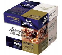 Шоколадные конфеты Dy'Nastie  SUNMILK Ассорти из молочного шоколада с орехами КУБ 100гр