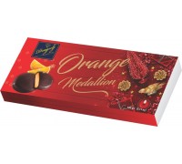 Шоколадные Медальоны с апельсиновой начинкой в новогодней обечайке 145 гр  