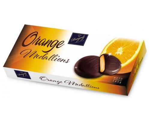 Шоколадные Медальоны с апельсиновой начинкой 145 гр  