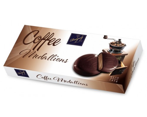 Шоколадные Медальоны с кофейной начинкой 145 гр  (срок годности до 18/10/2023)