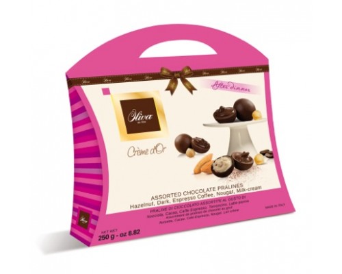 Шоколадные конфеты DULCIOLIVA  с начинкой пралине ассорти Crème d'Or (сумочка) 150г 