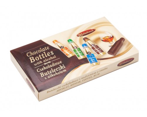Шоколадные изделия Hildebrand "Бутылочки с начинкой" (коньяк,ликер,ром,кофе) 72гр