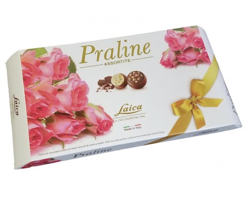 Конфеты Laica Пралины Розы пралине из молочного шоколада с кремовыми начинками 150гр