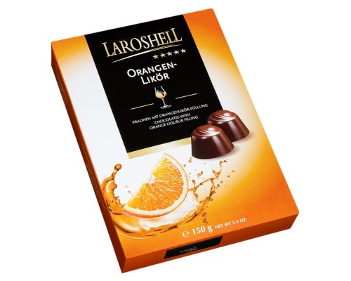 Шоколадные конфеты Laroshell апельсиновый ликёр, 150г (Срок годности до 01/10/2022)