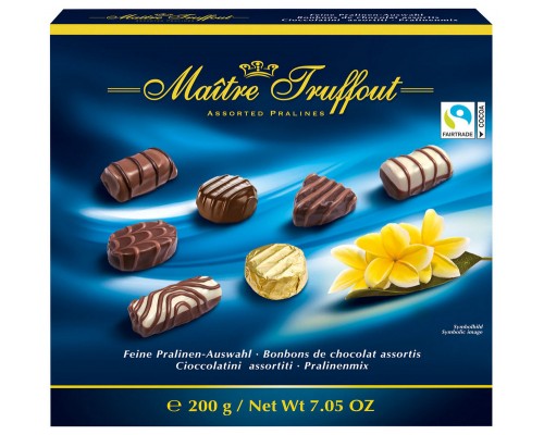 Набор шоколадных конфет Maitre Truffout Пралине Ассорти СИНЯЯ 200гр