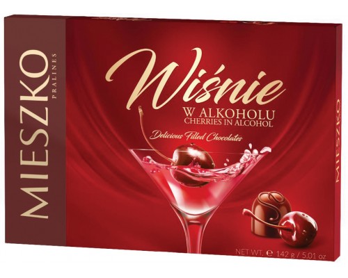 Шоколадные конфеты ассорти Mieszko CHERRIES IN ALCOHOL 142гр