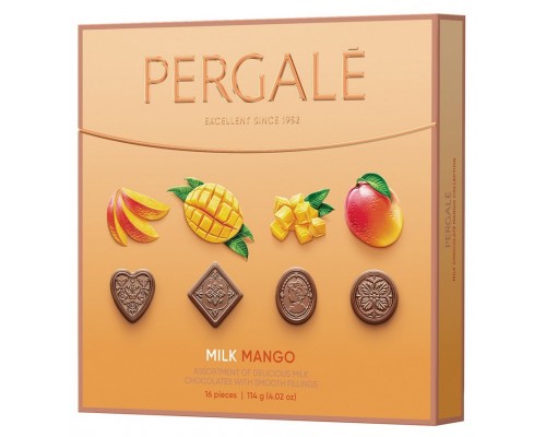 Шоколадные конфеты Пергале Манго Коллекция молочного шоколада 114гр.