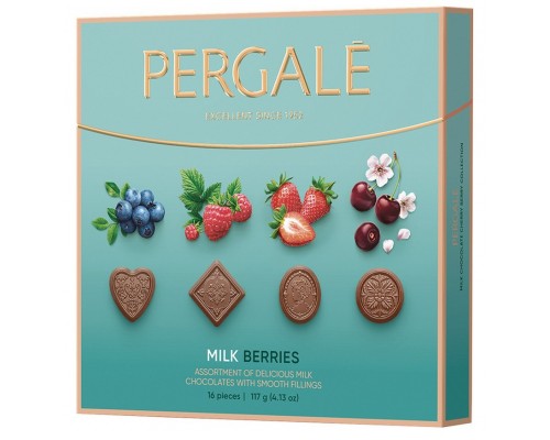 Шоколадные конфеты Пергале Вишнево-ягодная Коллекция молочного шоколада 117 гр
