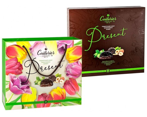 Шоколадные конфеты Шоколадный кутюрье Презент "Тюльпаны" в подарочной сумочке 170гр 