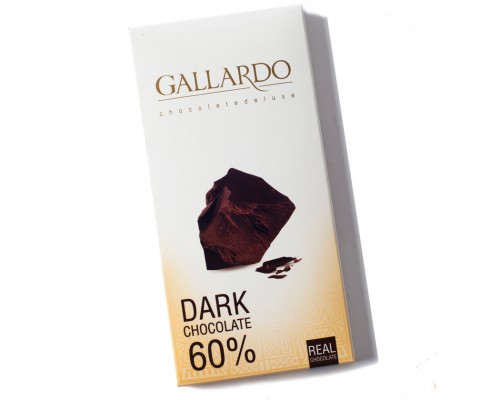 Шоколад  Gallardo горький 60% 80 гр (Срок годности до 10/01/2023)