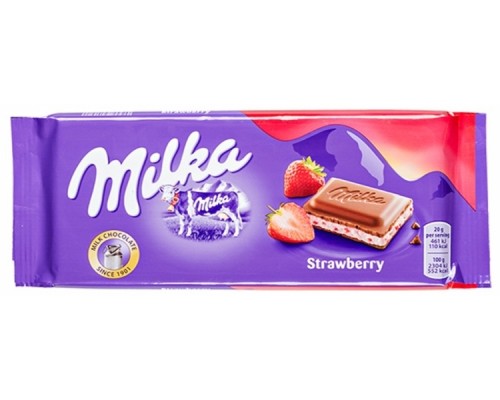 Молочный шоколад Milka STRAWBERRY с кусочками клубники 100гр