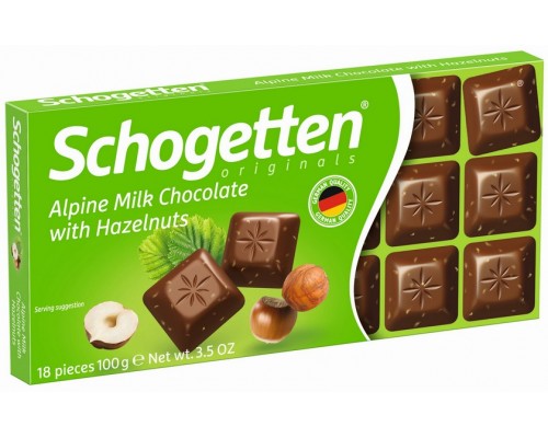 Шоколад Schogetten Альпийский молочный с фундуком 100гр