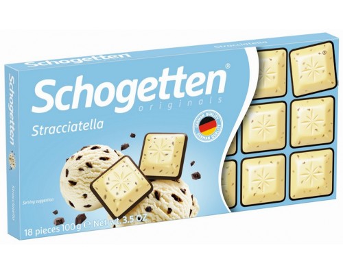 Шоколад Schogetten STRACCIATELLA белый шоколад с какао-крупкой, темный шоколад 100гр 