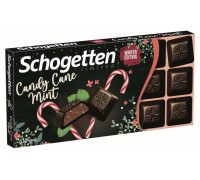 Шоколад Schogetten CANDY CANE MINT темный шоколад с какао-кремовой начинкой и с сахарными гранулами.со вкусом мяты 100гр