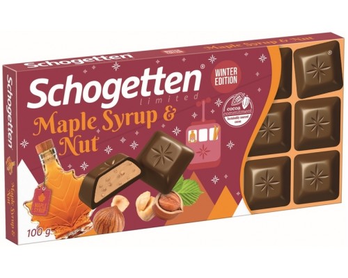 Шоколад Schogetten Maple Syrup & Nuts Молочный со вкусом кленового сиропа и дробленого фундука 100гр