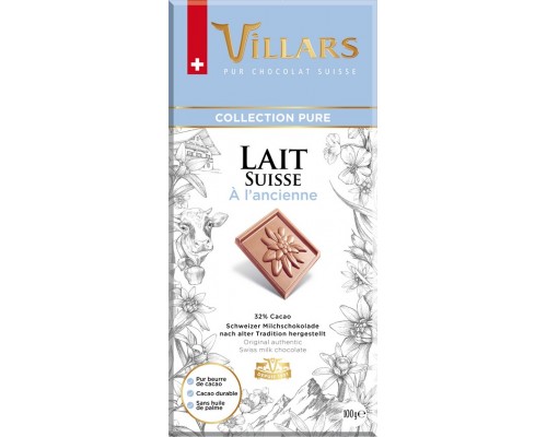 Шоколад Швейцарский Villars Молочный 32% 100гр