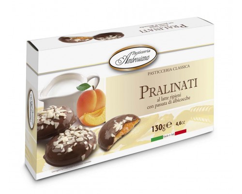 Печенье в шоколаде Амброзиана "Пралинати" с абрикос.начинкой (Pralinati di albicocche) 130г