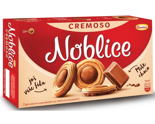 Печенье Jaffa Noblice Cremoso с начинкой из молочного шоколада 190гр