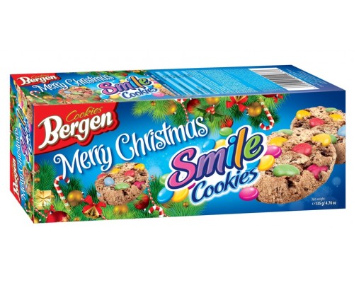 Печенье Bergen Печенье Bergen Smile Cookies с кусочками шоколада и драже 135гр